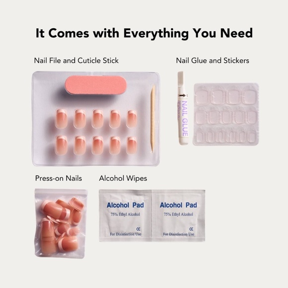 LIGHT GRAY Press-On Nails – Almond Shape, Soft Gel – NEW - Picture 4 of 4